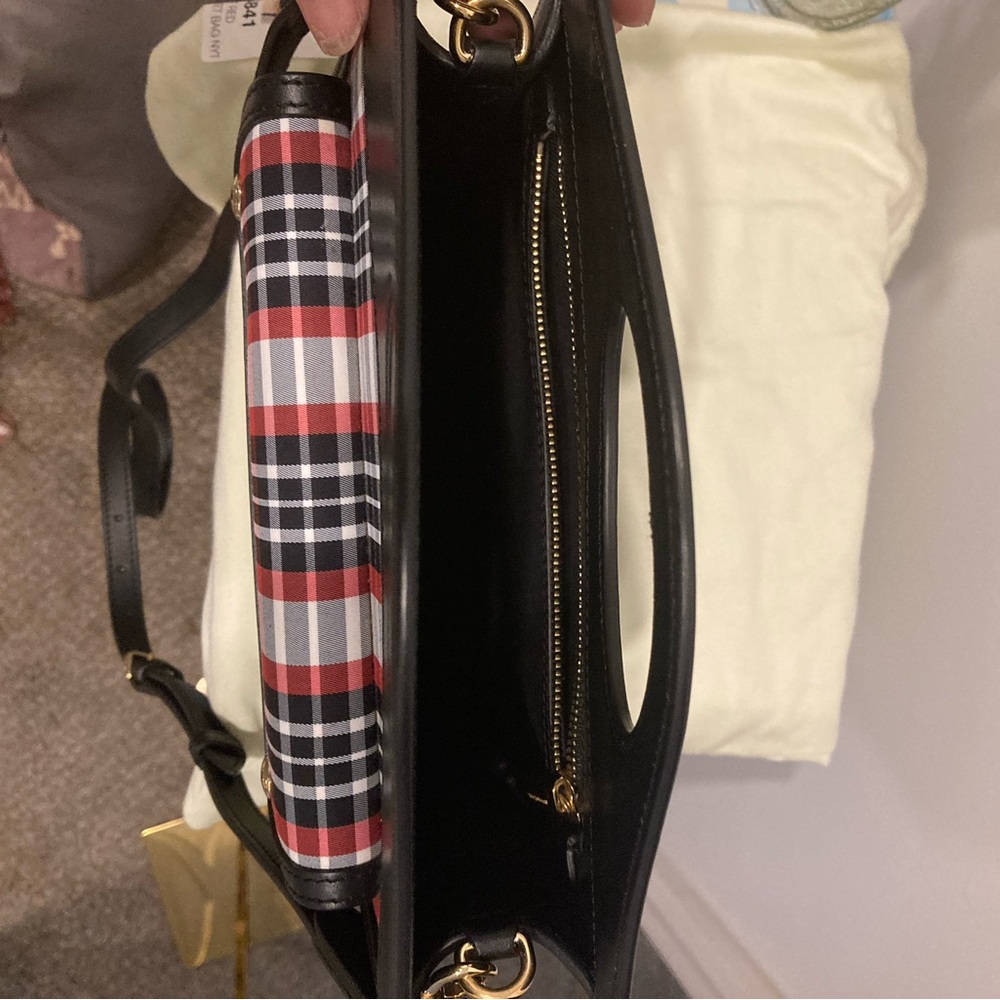 Burberry Black/Red Tartan Plaid Leather Handbag/Crossbody - Picture 8 of 10